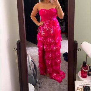 Lulus Definite Glamour Hot Pink Dress (Small)